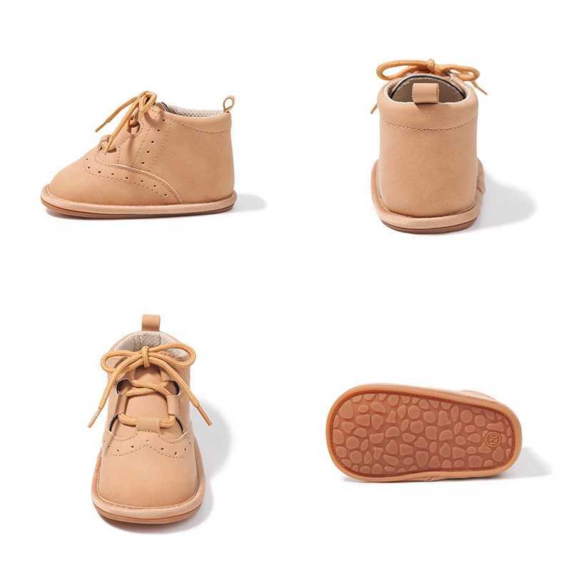 KIDUSN Newborn Baby Boy girl Shoes Crib Toddler Infant Leather Sport Lace-up Soft Sole Anti-slip First Walker High Boots 0-18M X250129