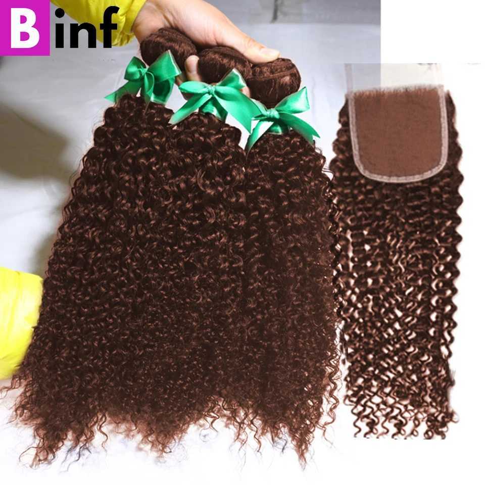 15A Mongolian Kinky Curly 3/4 Bundles With Clo Human Hair Bundles With Frontal Clo Loose Deep Wave Bundles With CloXJ250120