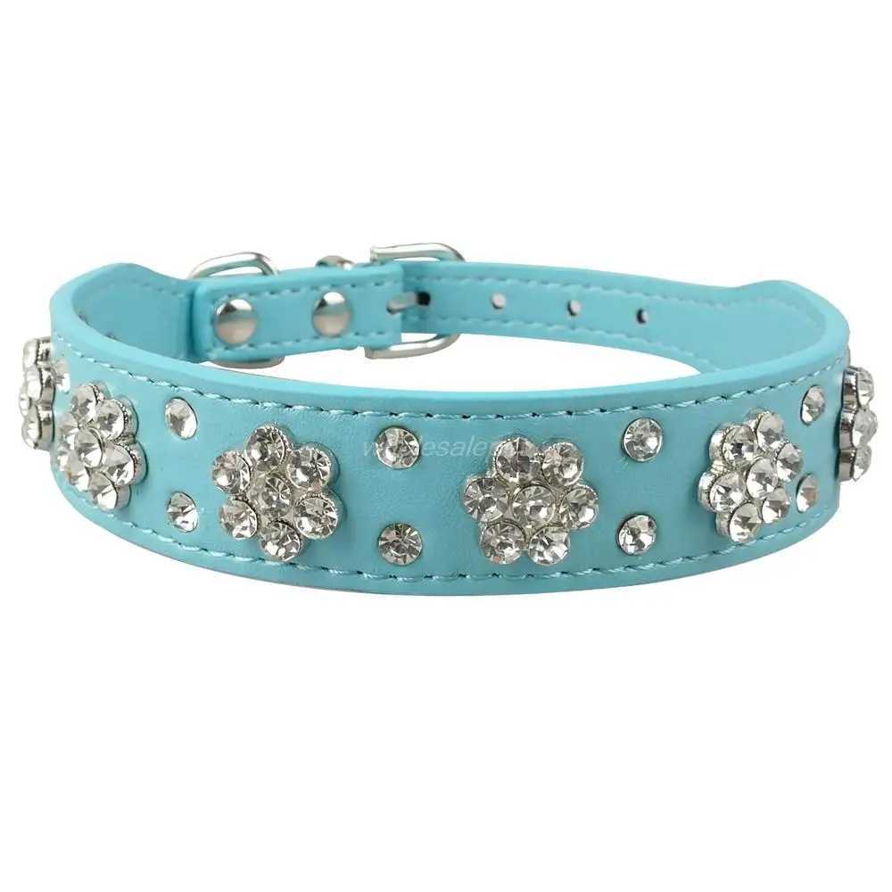 Didog Rhinestone Dog Collar Diamond Leather Pet Puppy Necklace Bling Crystal Studded Cat Collars Pink Red For Small Medium Dogs X250129