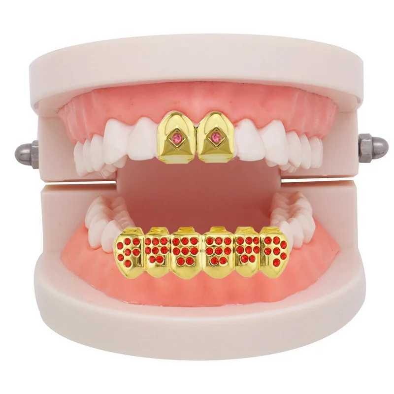 Iced Bling Teeth Caps Grillz Cubic Zircon Micro Pave Top Bottom Charm Grills For Men Women JewelryXJ250114