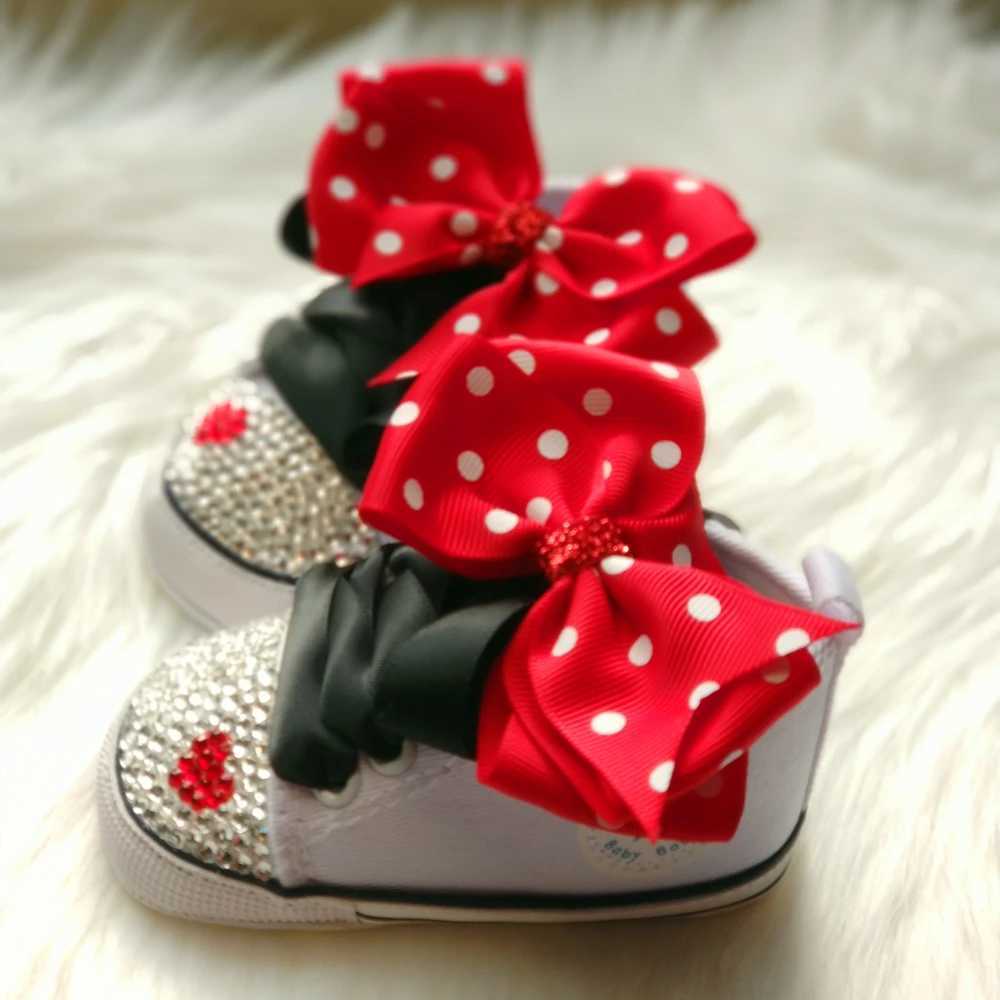 Dollbling Polka Dot Little Cutie Star Sneaker Sparkle Baby Canvas Shoes Stunning Pram 0-1Y Princess girl Sneaker walkers X250129