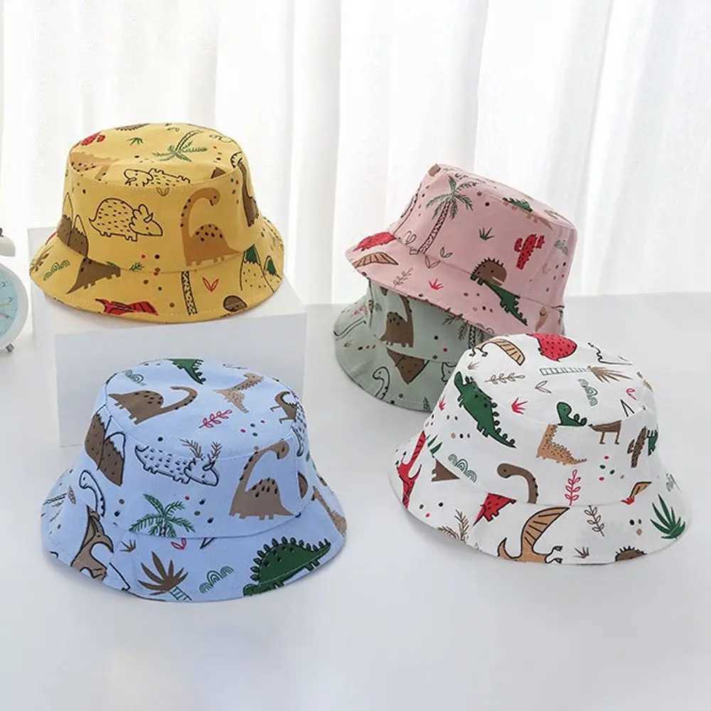 Cartoon Dinosaur Print Baby Bucket Caps for Boy Girl Cute Animal Infant Fisherman Hat Summer Toddler Panama Sun Cap Bonnet M250121
