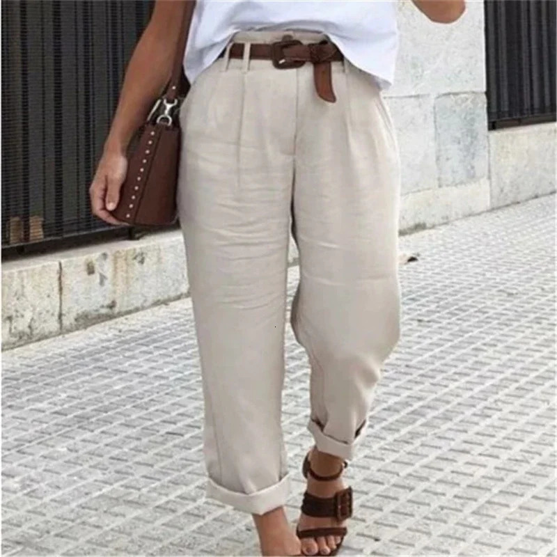 Women Clothes Spring Summer Retro Simple Casual Streetwear Pants Y2K Solid Loose High Waist Straight Trousers Cotton Pantalones 250117