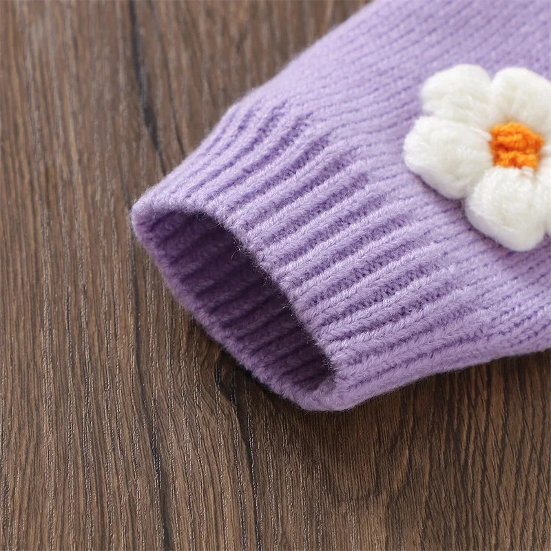 born Baby Girls Sweater Coat Autumn Winter Fashion Flower Girls Knitted Cardigan Coat Outerwear Toddler Clothing 250120