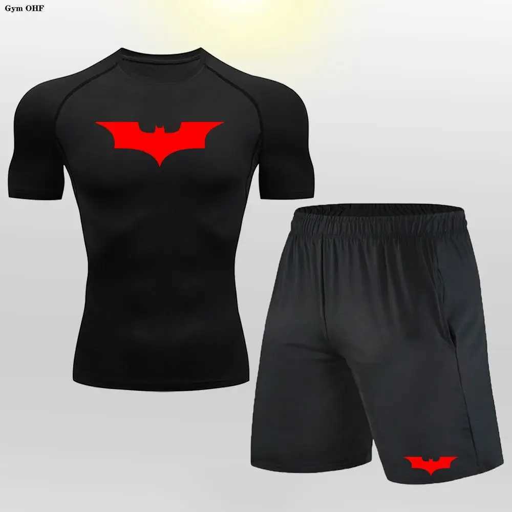 T-shirt shorts set mens track and field suit bat compression gym tight set exercise jogging top sportswear X250129