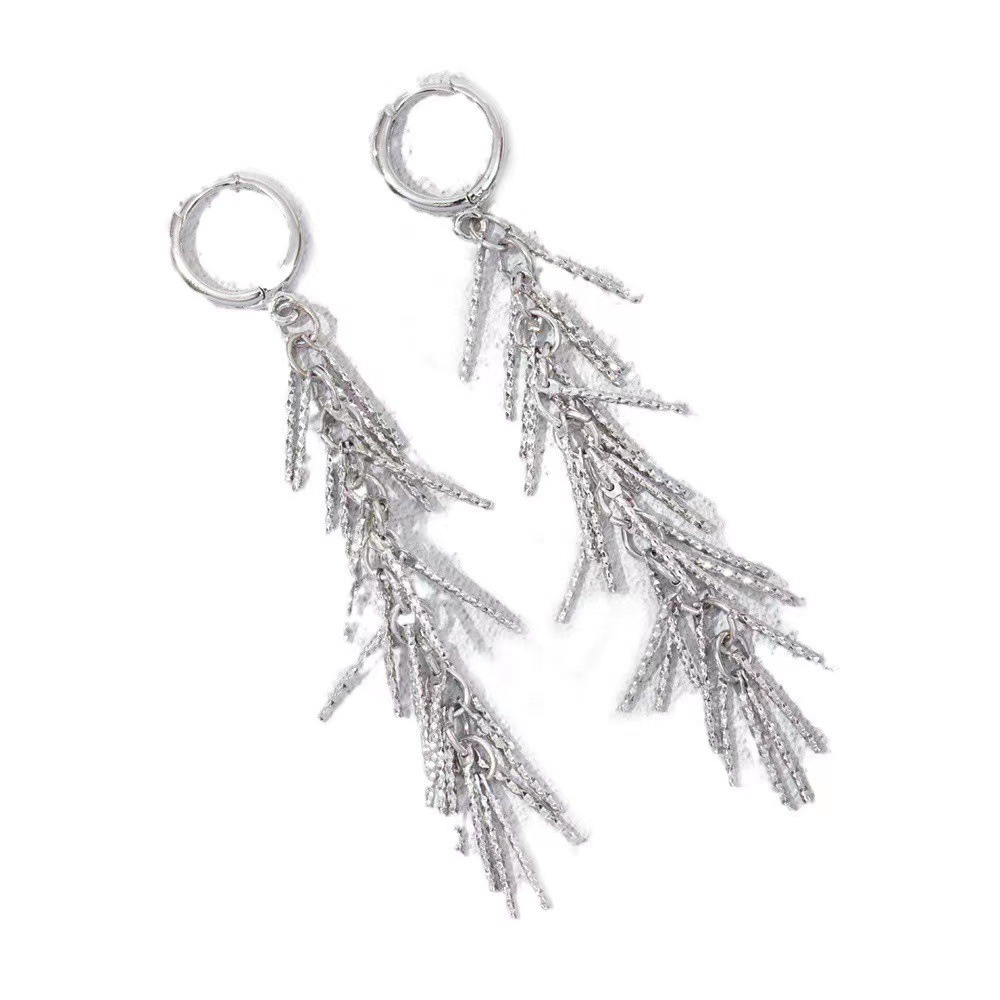 Contemporary Silver Fringe Earrings for Women - Niche Design with Modern Temperament