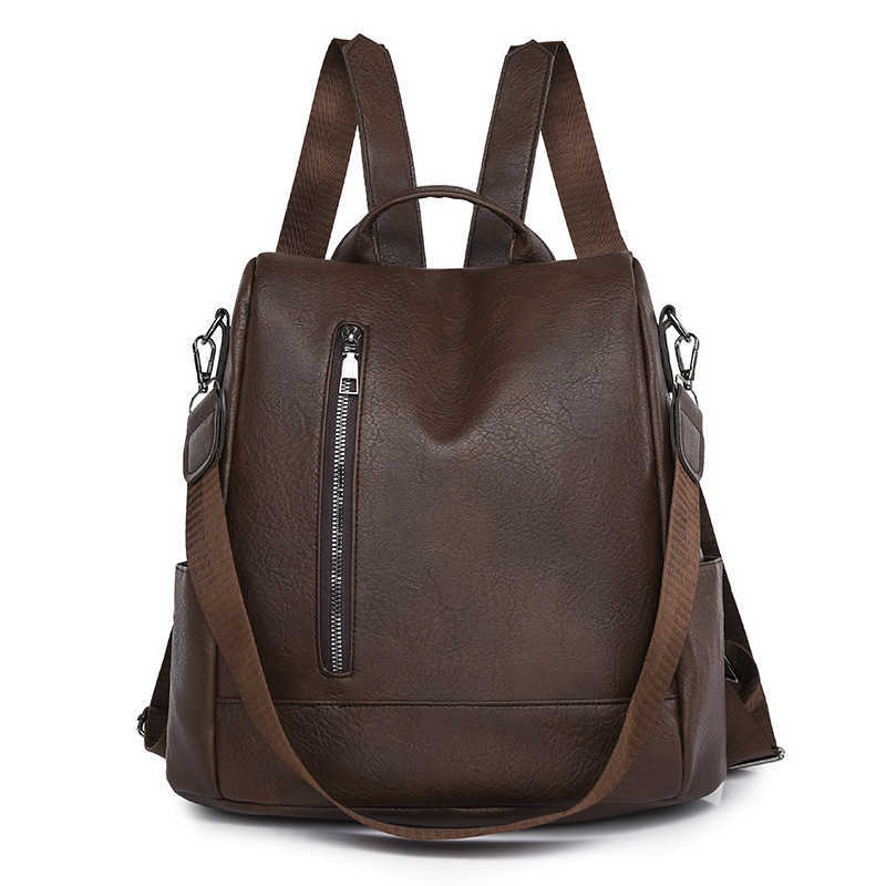 Womens New PU Lightweight Large Capacity Anti theft Leisure Backpack Travel Outdoor Womens Bag
