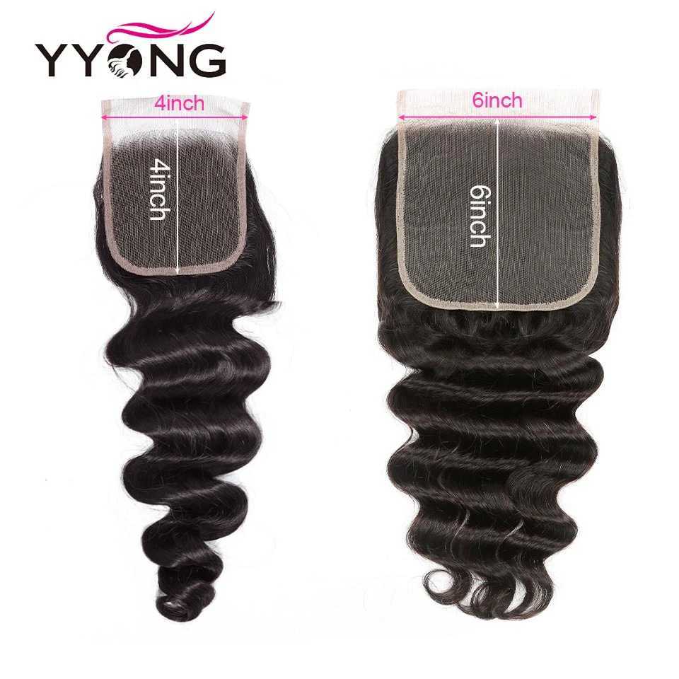 Yyong Loose Deep Wave Bundles With 6x6 Lace Clo Brazilian Remy Human Hair Bundles With Clos 3/4 Bundles With CloXJ250120