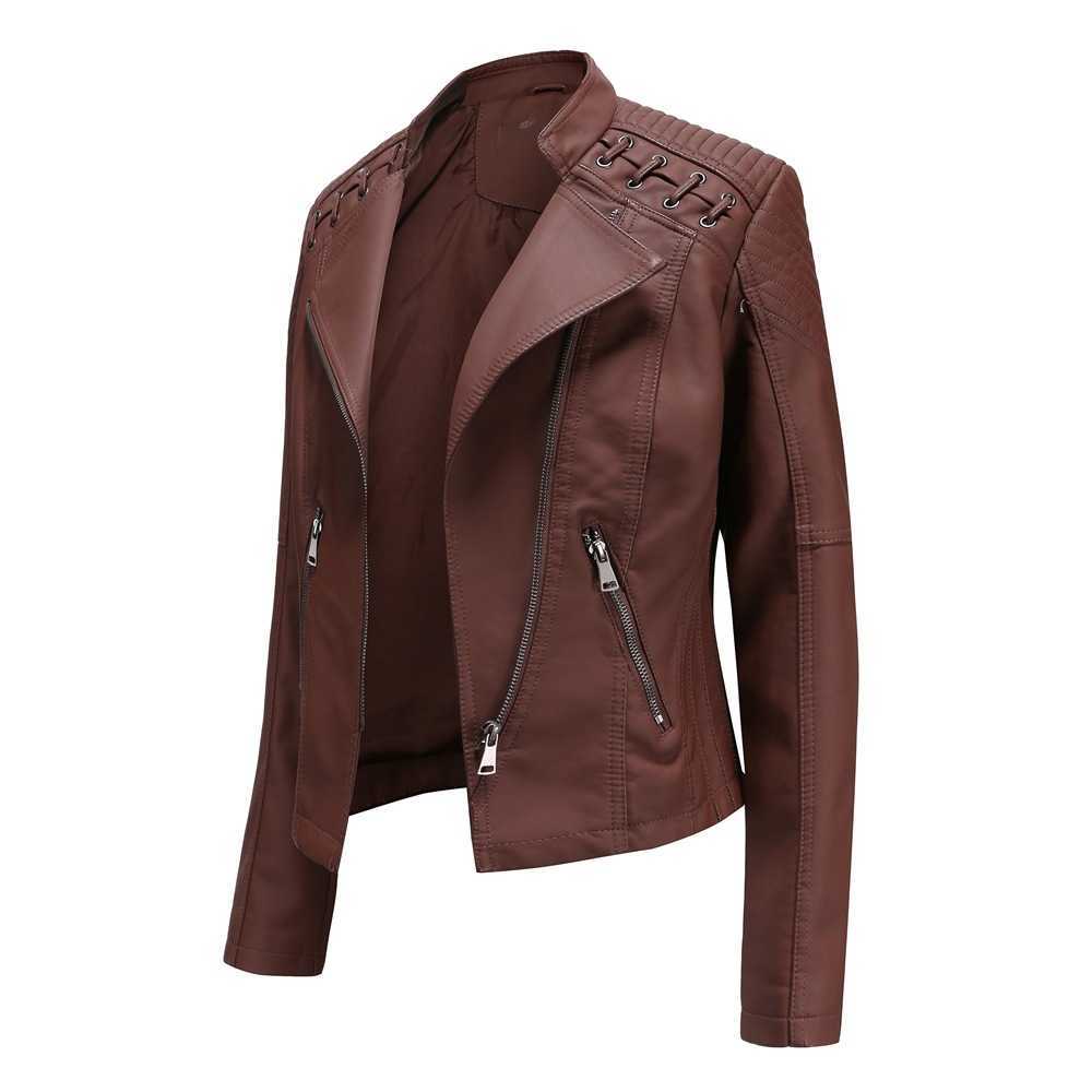 European Spring Autumn Womens Leather Jacket Womens Short Jacket Slim Thin Leather Jacket Womens Motorcycle Wear Womens Leather Womens Jacket 241209