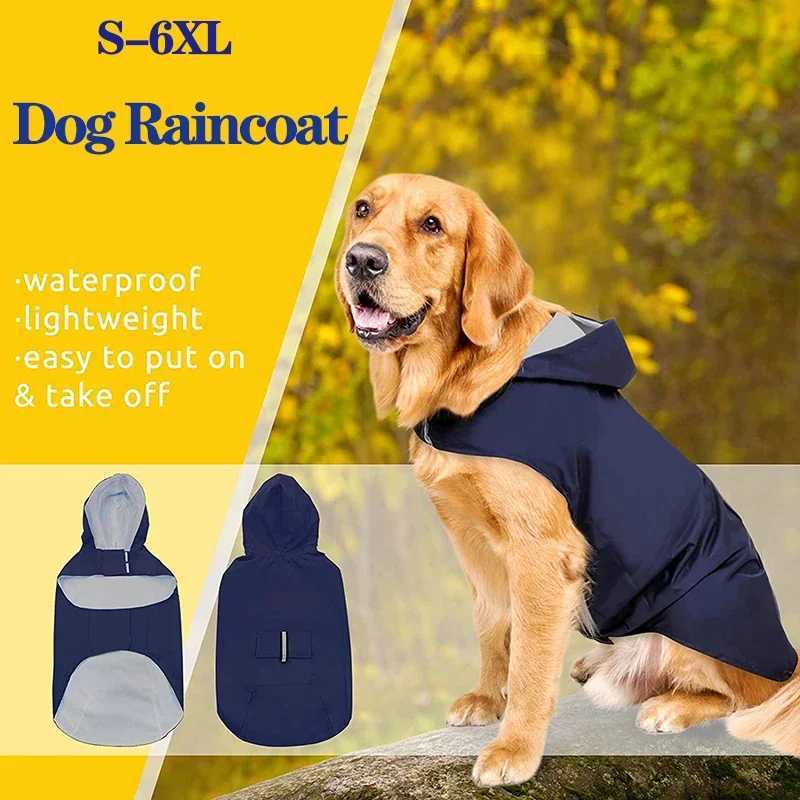 Reflective Dogs Raincoat Golden Retriever Labrador Rain Cape Dog Rain Coat For Small Large Dogs Pet Waterproof Clothes DropshipXJ250121