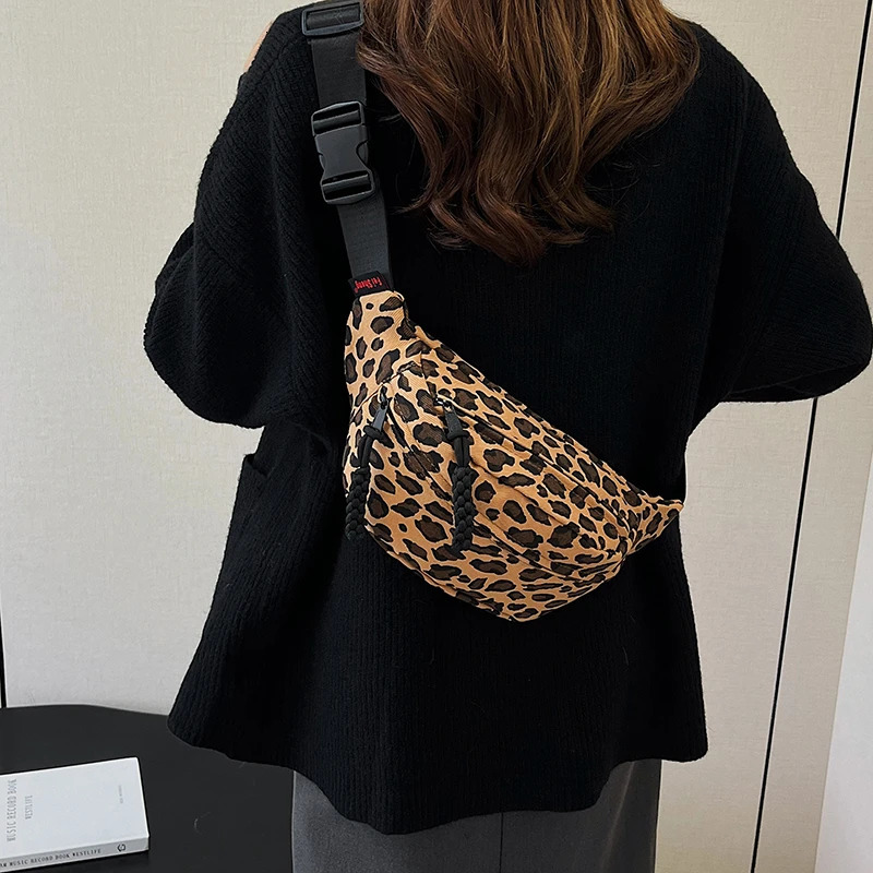 Fashion Leopard Print Waist Bag Street Trend Fanny Pack Woman Chest Pack Belt Bag Lady Shoulder Crossbody Bags 250122