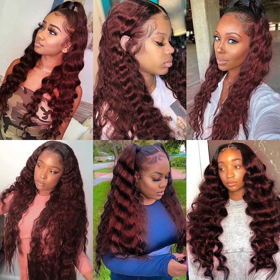 Ombre Bundles With Clo 4x4 6x6 T1b/99j Colored Loose Deep Wave Bundles With Clo Frontal Human Hair Bundles With FrontalXJ250120