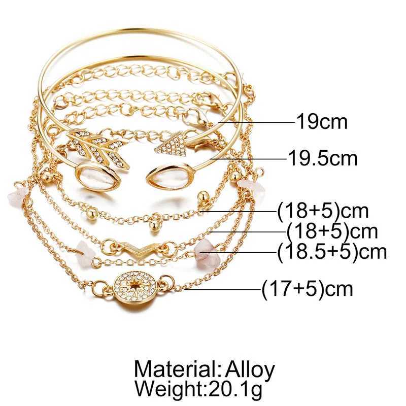 European Bohen Cuff bracelets For Wen Cpass Arrow V Shape Charm Chains Bracelets Set 2022 Trendy Jewelry X250129