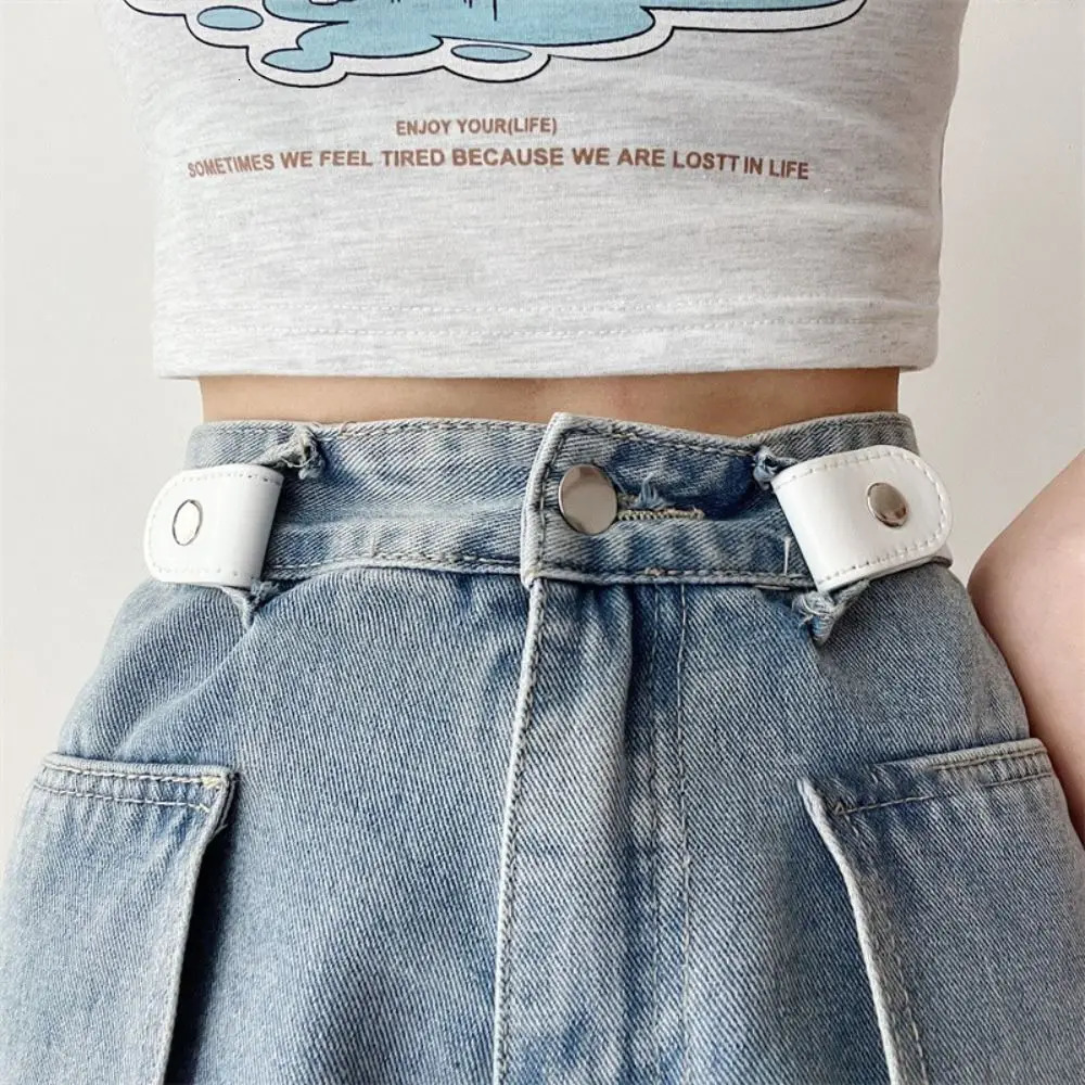 No Punching Without Buckle Elastic Belt Japanese Decoration Stealth Free Traceless Black Ladies Jeans 250114