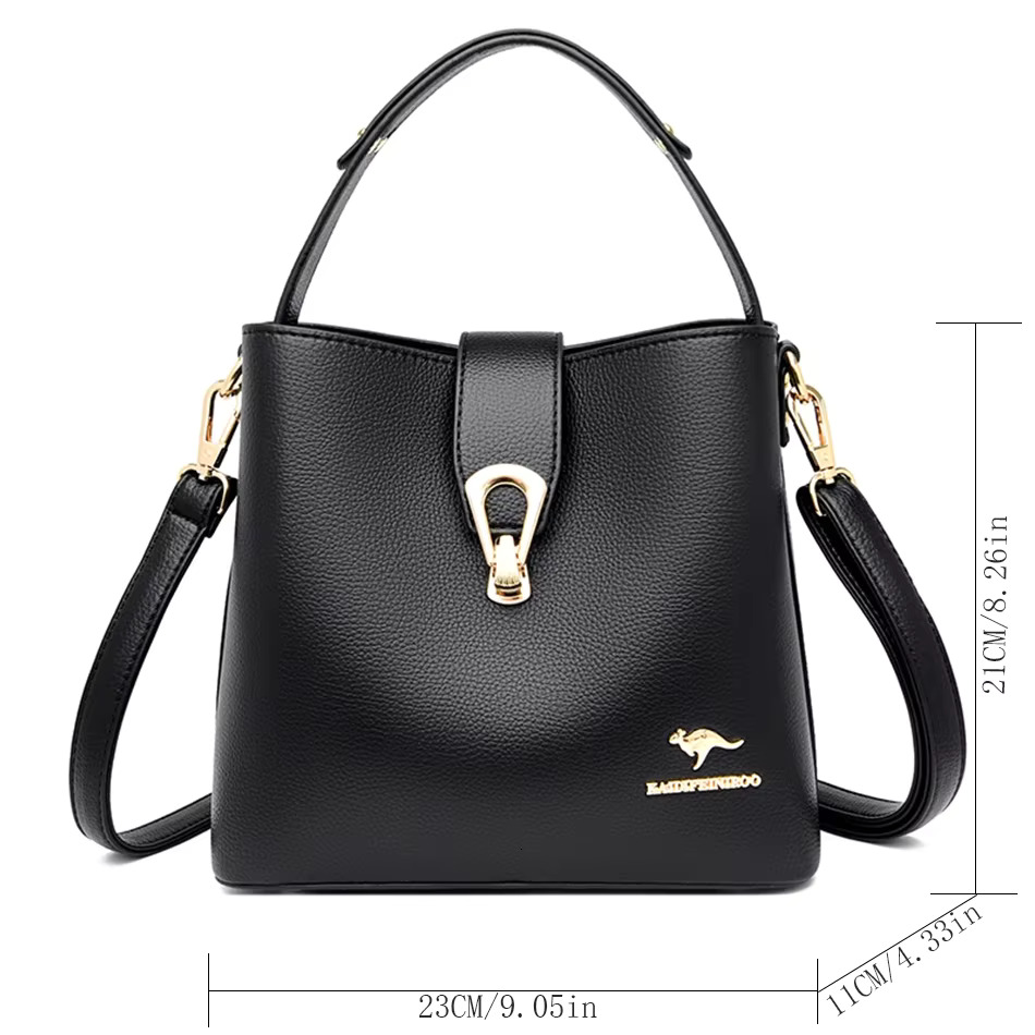 3 Layers Quality Soft Leather Handbag For Women High Capacity Designer Ladies Shoulder Messenger Bags Sac 2025