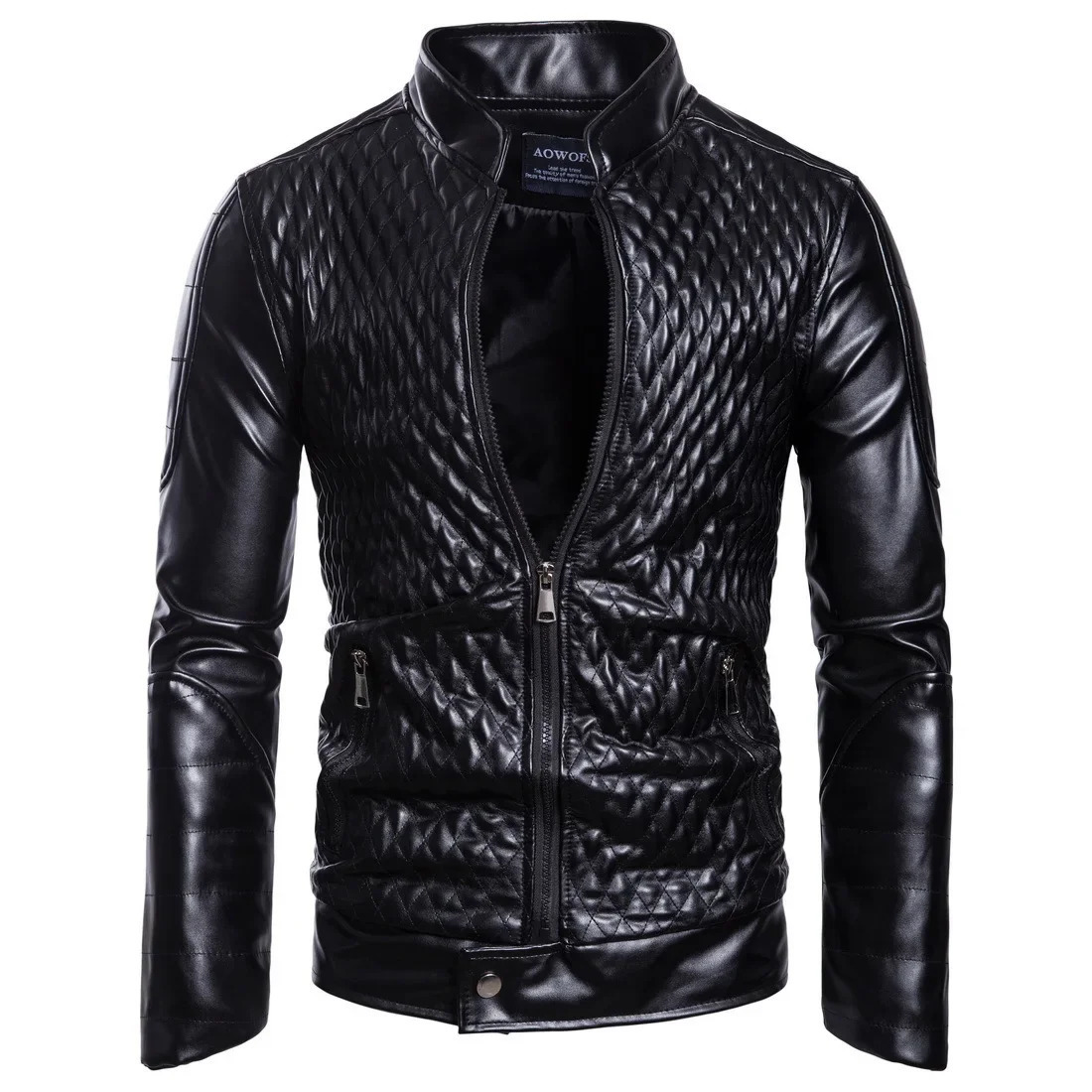 Casual Stand Collar Mens Leather Jacket Autumn Style European Fashion B026 Fake Skin Regular Cut China Origin 250120