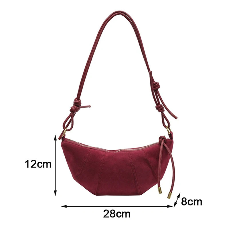 Korean suede shoulder bag solid color simple and fashionable cross shaped bag soft Western zipper handbag 250109