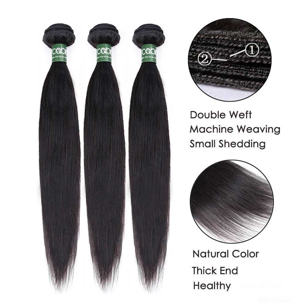 Aricabin Brazilian Straight Bundles With Clo Remy Hair Weave Extension Bone Straight 3/4 Human Hair Bundles With Clo 4x4XJ250120