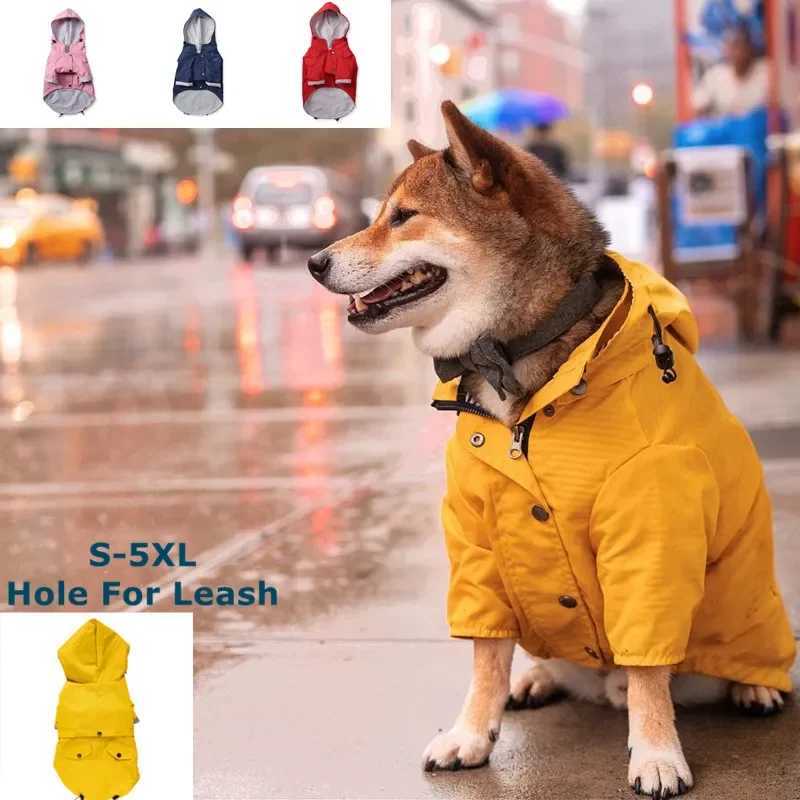 Dog Zip Up Raincoat with Reflective Buttons Pet Jacket WindbreakerDog Raincoat for Large Dogs with Hood S-5XL Large BreedXJ250121