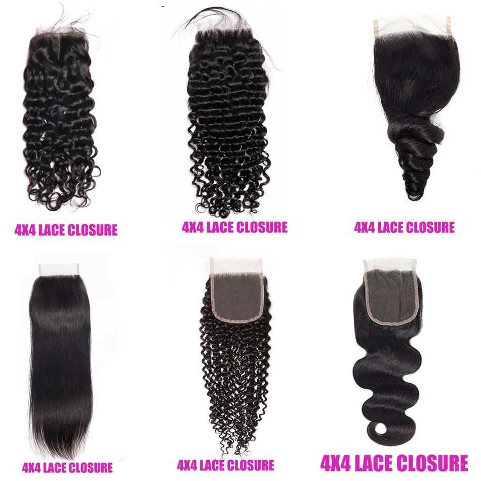 4x4 Water Wave Clo 12A Human Hair Brazilian Lace Clo Deep Curly Straight Body Wave Lace Clo Remy Human Hair CloXJ250120