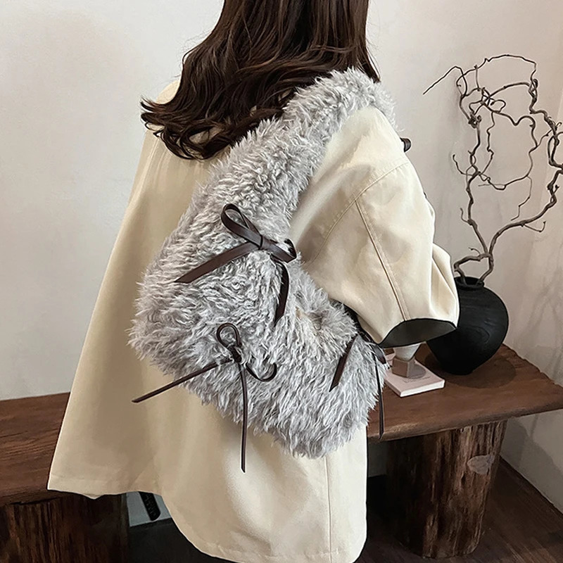 Fashionable Womens Handbag Womens Crossbody Bag Fluffy And Soft Plush Warmth Winter Casual Shoulder Bag 250122