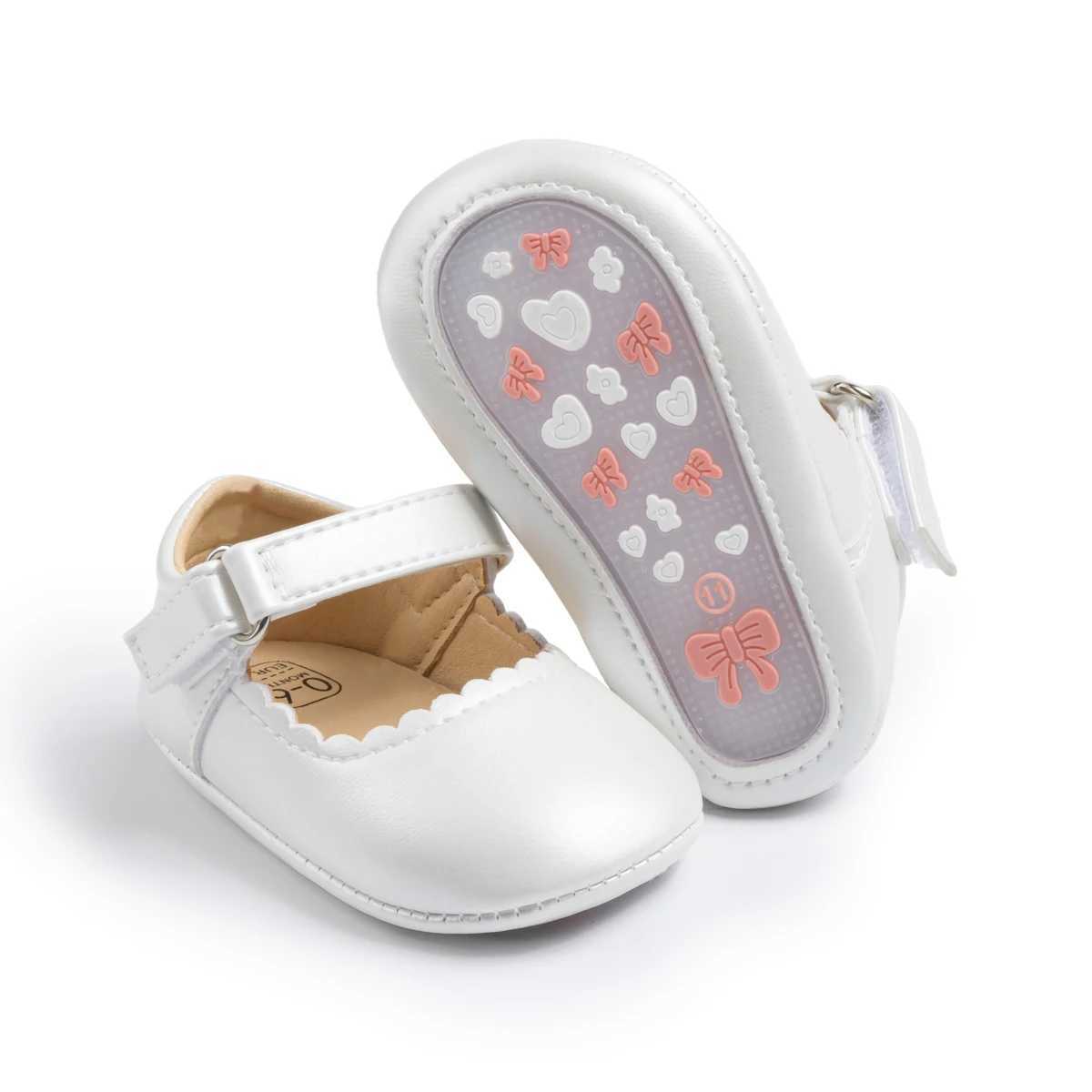 KIDSUN Spring Newborn Pu Baby Dress Girls Shoes Rubber Sole Anti slip First Step Walker Preschool White Girls Wedding Dress X250129