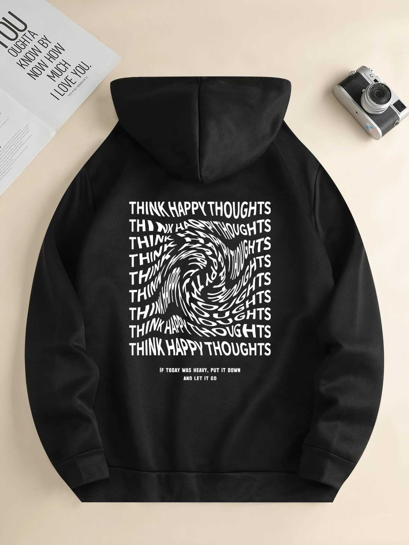 Mens new fashion hoodie casual daily drawstring hooded sweatshirt lettering front kangaroo pocket mens jacket X250129