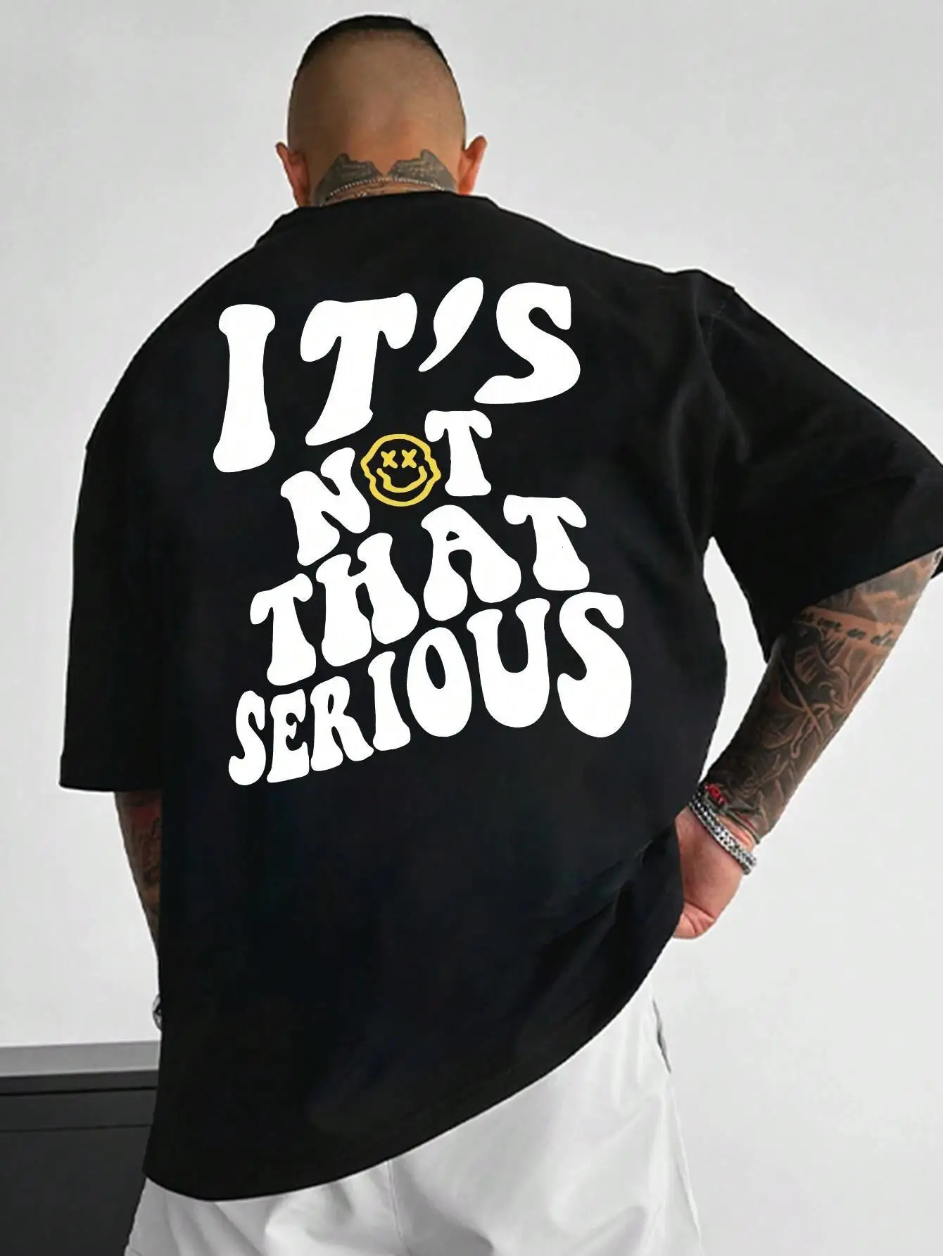 Its Not That Serious Facing With A Smile Male Clothes Quality Oversize TShirts Summer Breathable TShirt Hip Hop Cotton Tees 250122