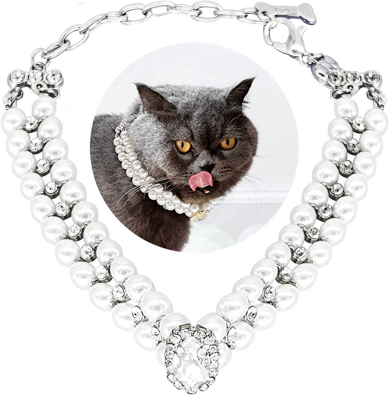 Luxury Rhinestone Puppy Collar for Small Dogs Cat Necklace Bling Crystal Jewelry Pet Accessory Princess Diamond Wedding Collar X250129
