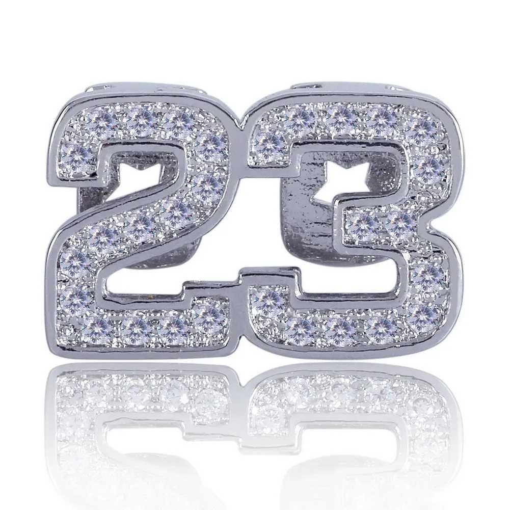Single Hip Hop Number Teeth Grillz Fashion Rhinestones 14K Gold Silver Color Removable Grills Dental Mouth Punk Teeth CapsXJ250114