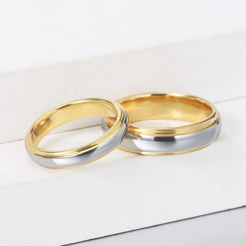 BONLAVIE 6mm 4mm wide dome polished step gold galvanized tungsten ring wedding ring comfortable suitable for tungsten carbide ring 250109