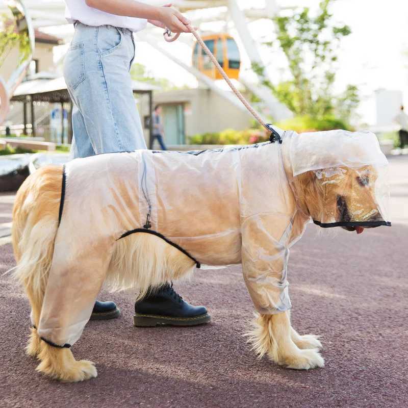 Pet dog Raincoat Puppy Four Feet Hooded Transparent Waterproof small medium Large Dog Rain Out Clothes for AnimalsXJ250121