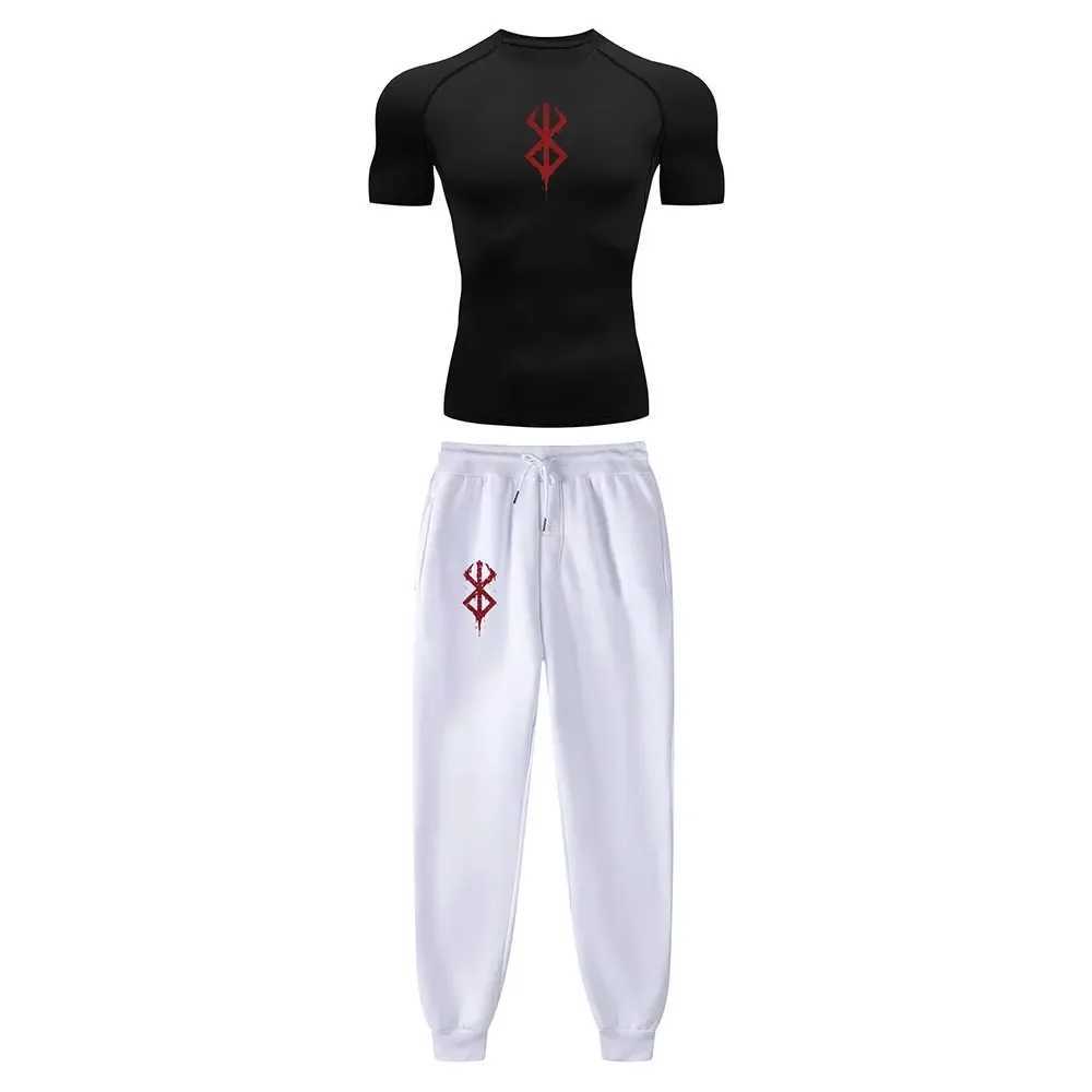 Anime Compression Set Berserk Guts Print Performance GYM Set Mens Athletic Workout Quick Dry Shirts+Sweatpants Unisex Sportwear X250129