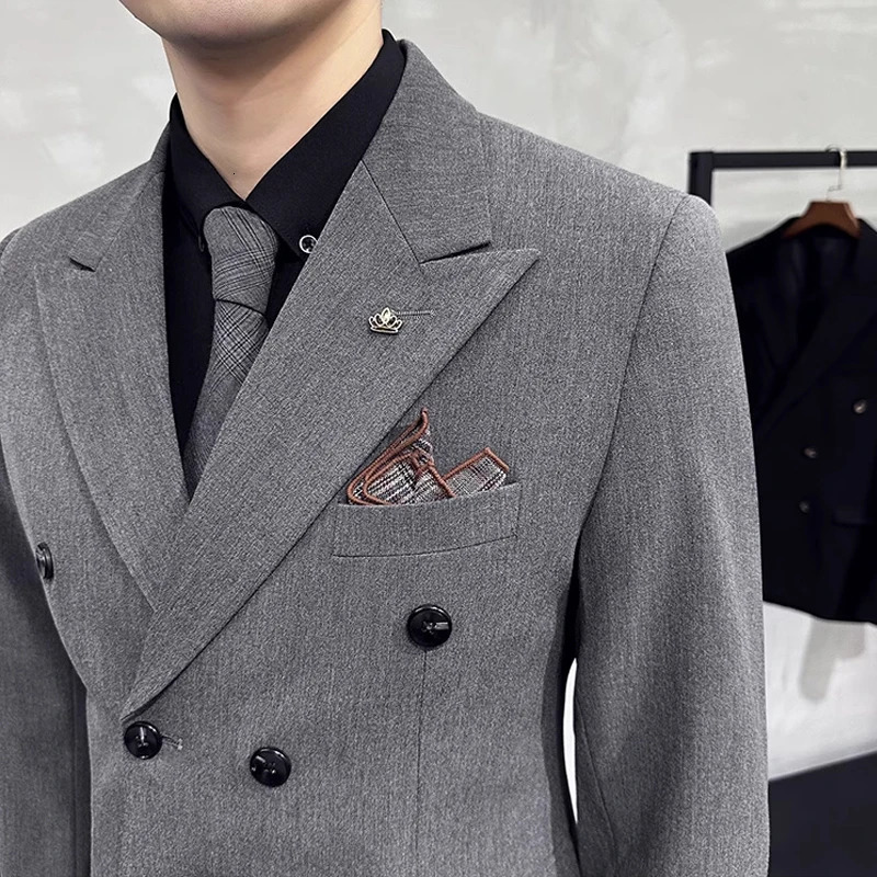 Jackets Pants Grooms Wedding Dress Fashion Mens Double breasted Suit Blazer Trousers Male Formal Business Office 250122