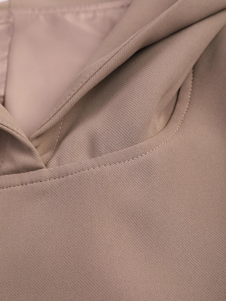 EAM Khaki Slit Irregular Big Size Blazer Women Hooded Long Sleeve Loose Fit Jacket Fashion Spring Autumn 1DH048204 250106