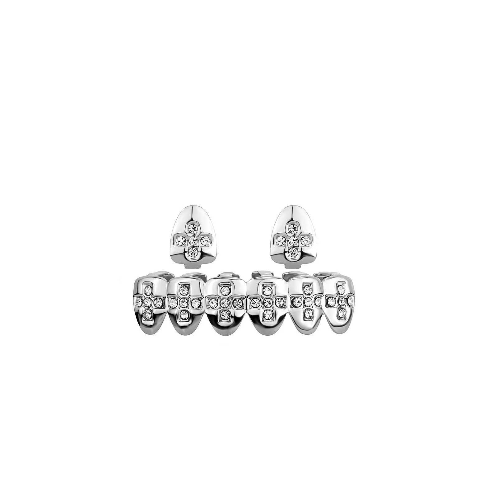 Hip Hop Teeth Grills Top Bottom Iced Out Bling Grillz Dental Shiny Mouth Caps Party Vampire Tooth JewelryXJ250114