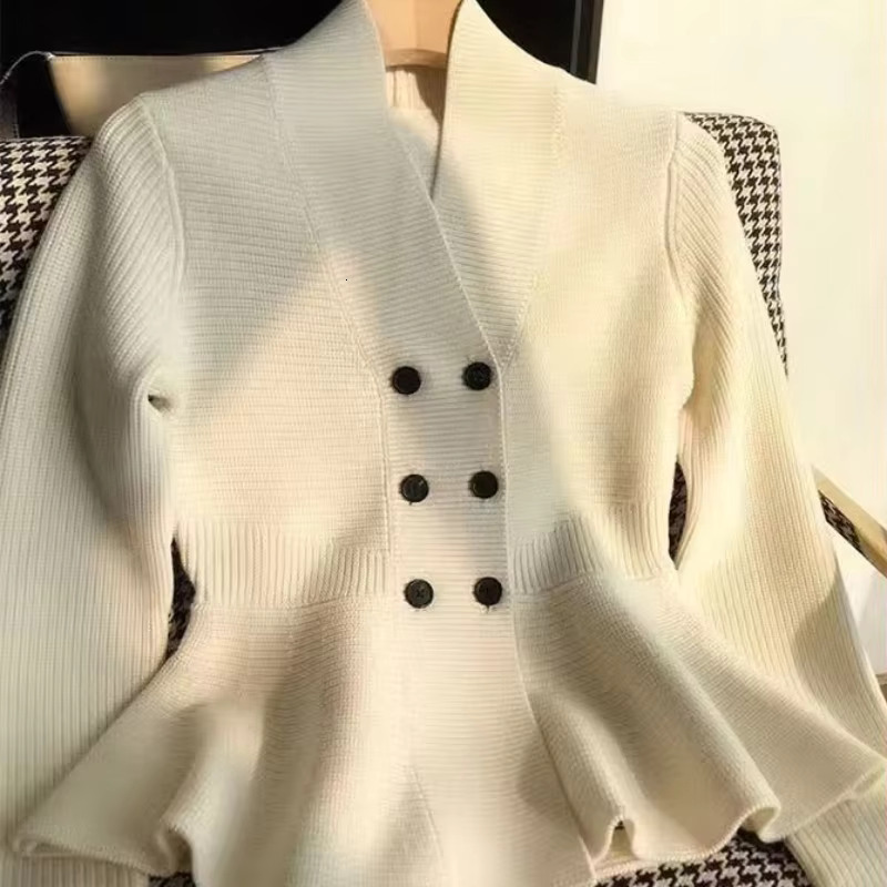 2024 Loose Unique Elegant Top Autumn High-End Beautiful V-Neck Casual Knitted Sweater For Women