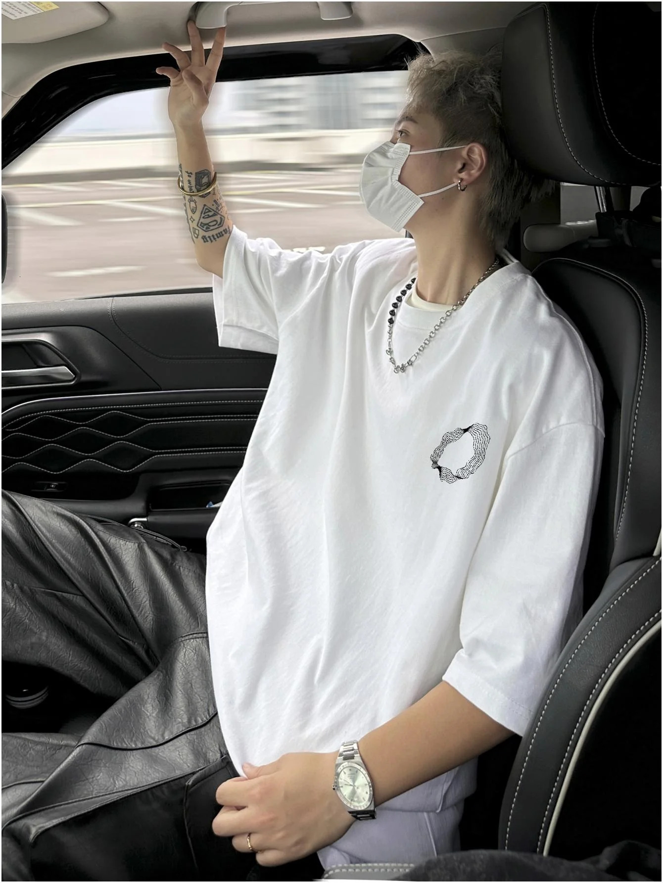 Cotton Men Irregular Circles Graphic Tshirts Short Sleeve Casual Clothing Fashion Tees Oneck Male Tops Kpop Y2K 250122