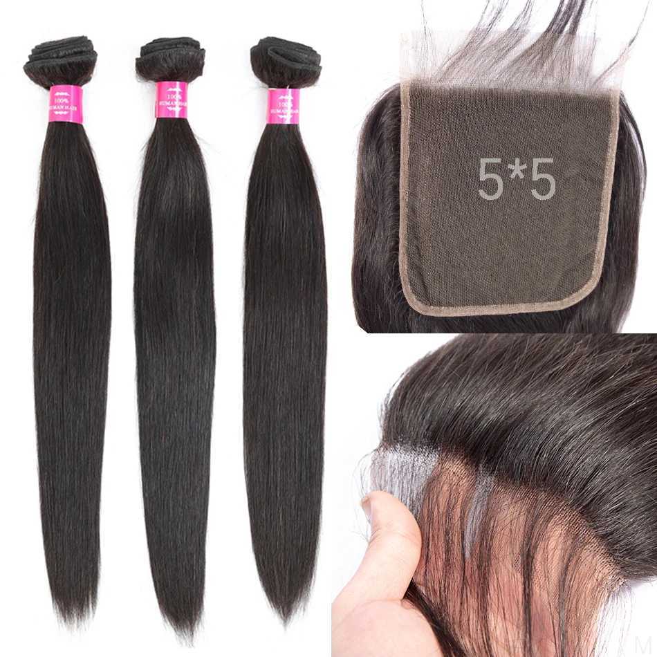 Human Hair Bundles with 5x5 6x6 Bigger Clo than 4x4 Malayisan Straight Hair 3 Bundles With Clo Fashow Remy Hair WeavesXJ250120