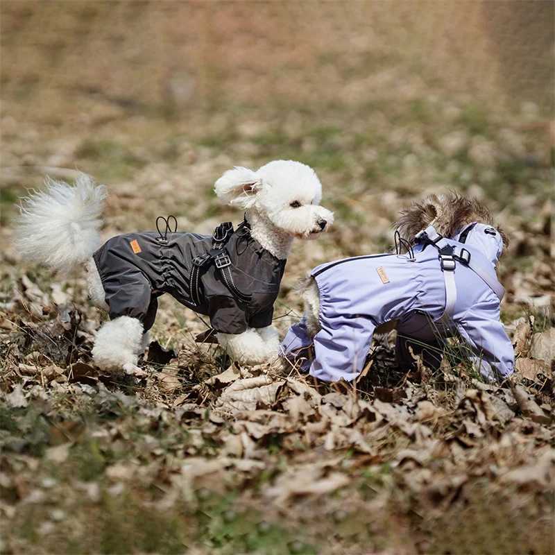 Dog Raincoat with Harness Waterproof Pet Rain Jacket for Small Dogs Adjustable Reflective Dog Rain Overalls with 4 LegsXJ250121