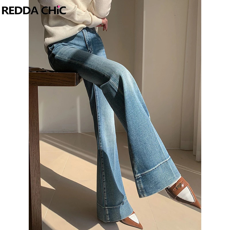 REDDACHiC Tall Girl Casual Flare Jeans Plain Whiskers Bootcut Pants High Waist Long Trousers Work Office Korean Women Clothes 250115