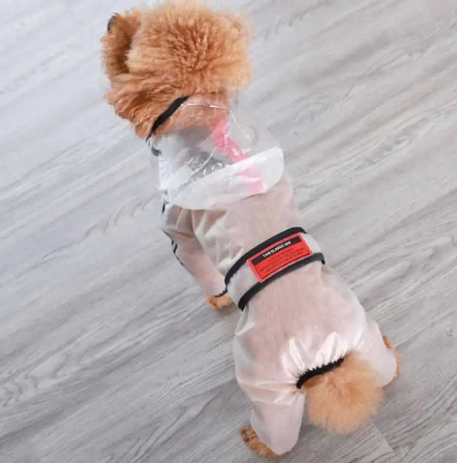 Outdoor ReflectiveDog Raincoat Waterproof Jacket Transparent for Small Medium and Large Dogs Pet Rainwear Hooded ClothesXJ250121