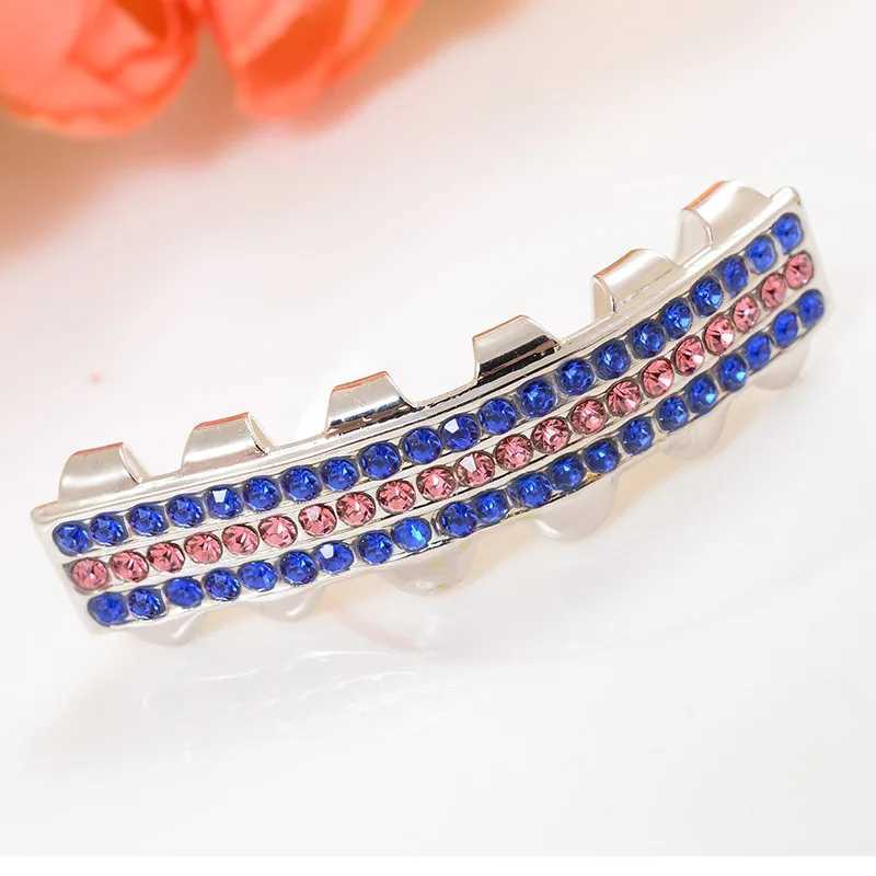 Hip Hop Teeth Grillz Silver Plated Shiny Zircon Tooth Caps Decor Dental Grills For Women Men Body JewelryXJ250114