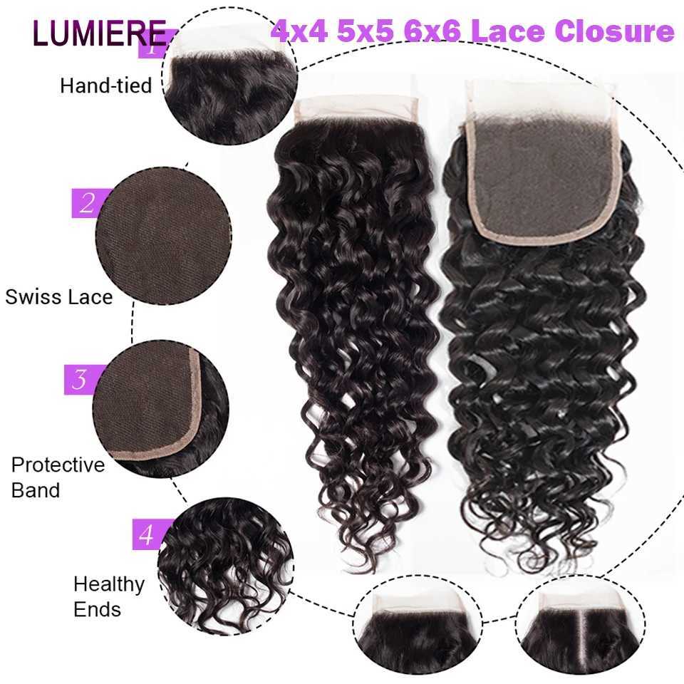 40 Water Wave Raw Virgin Human Hair Bundles With Clo Frontal 5X5 HD 3/4 Bundle With Clo 6x6 HD Lace Clo With BundleXJ250120