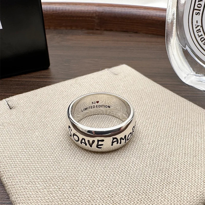 Classic retro trend 925 sterling silver couple ring for women fashion retro personality temperament atmospheric 250117