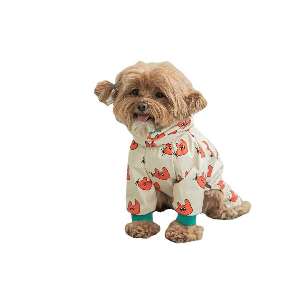 Pet Dog Waterproof All-Inclusive Raincoat Rain Poncho Medium-Sized Small Dogs Four-Legged Hooded Teddy Bichon Pet RaincoatXJ250121