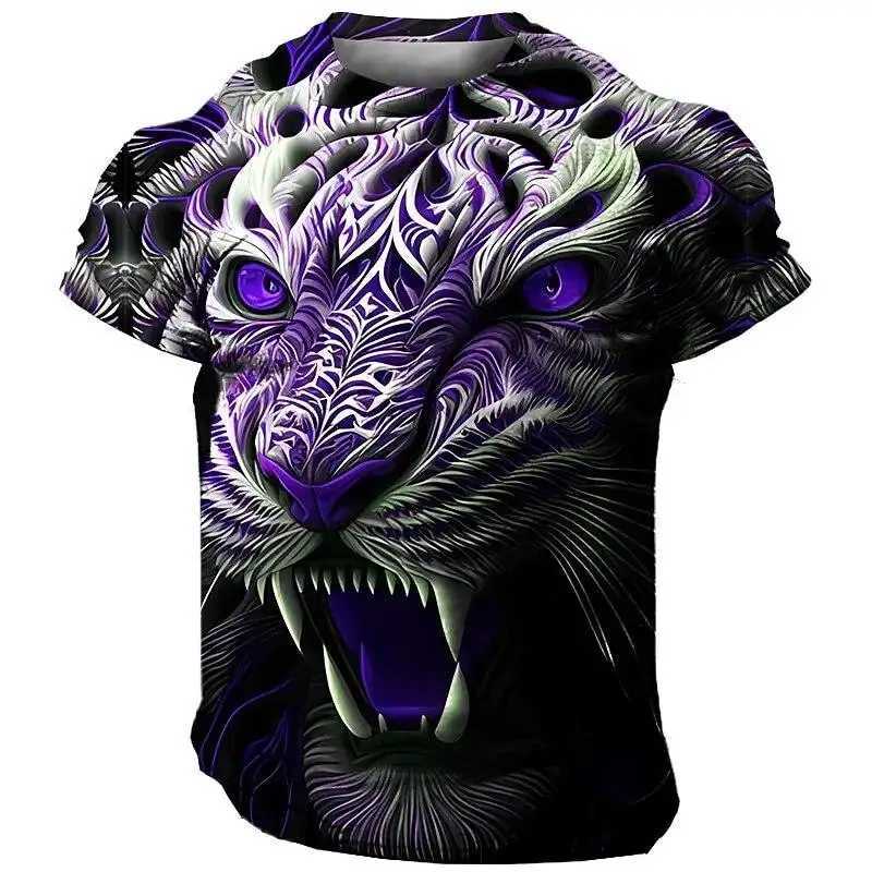Mens Lion 3D Print T Shirts Y2K Hip Hop Streetwear Summer Casual T-shirt Animal Graphic Top Harajuku Tees Sale Man Short SleeveXJ250117