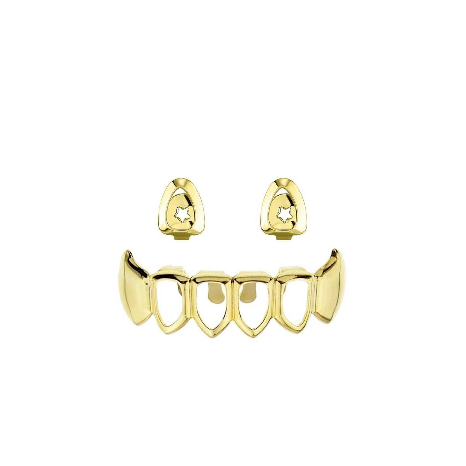Hip Hop Hollow Heart Teeth Grillz Fangs Trend Top Bottom Tooth Caps For Women Men Body Rapper JewelryXJ250114