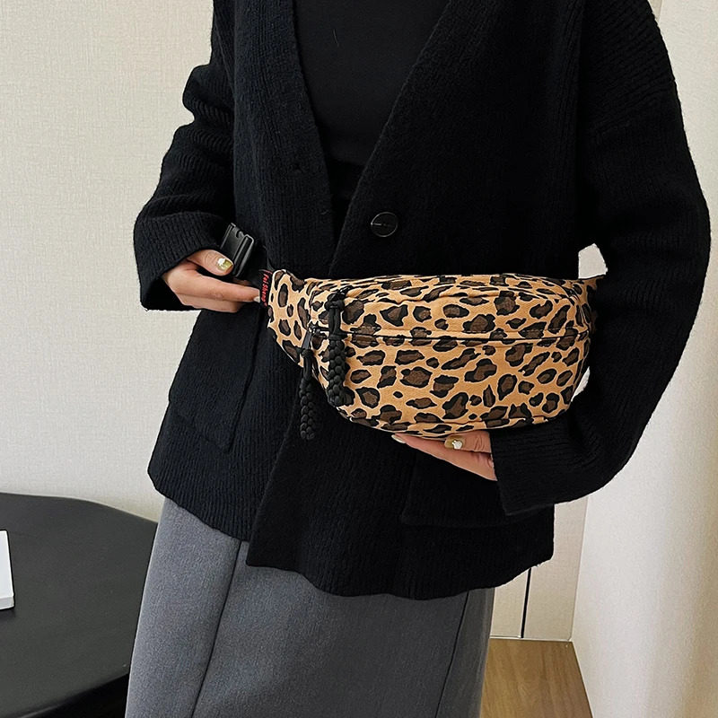 Fashion Leopard Print Waist Bag Street Trend Fanny Pack Woman Chest Pack Belt Bag Lady Shoulder Crossbody Bags 250122