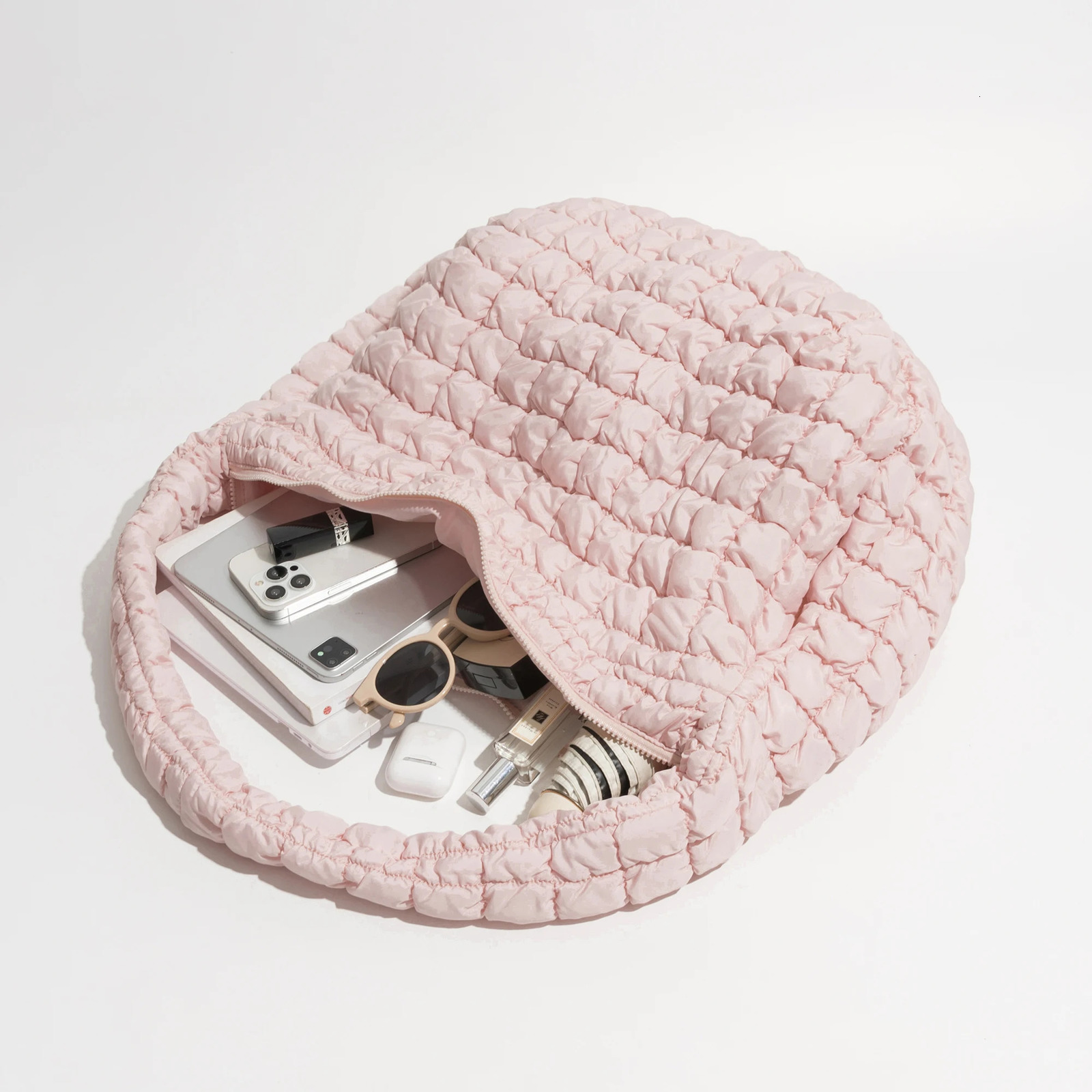 MABULA Girls Big Crossbody Quilted Puffer Bag korean Solid Cotton Padded Sling Hobo Purse Simple Shoulder Handbag 250113